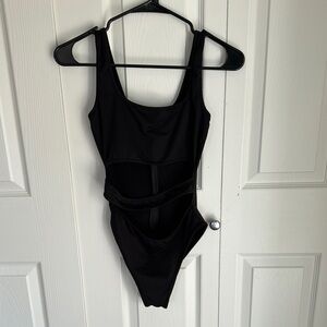 Stylish Black Cutout Swimsuit